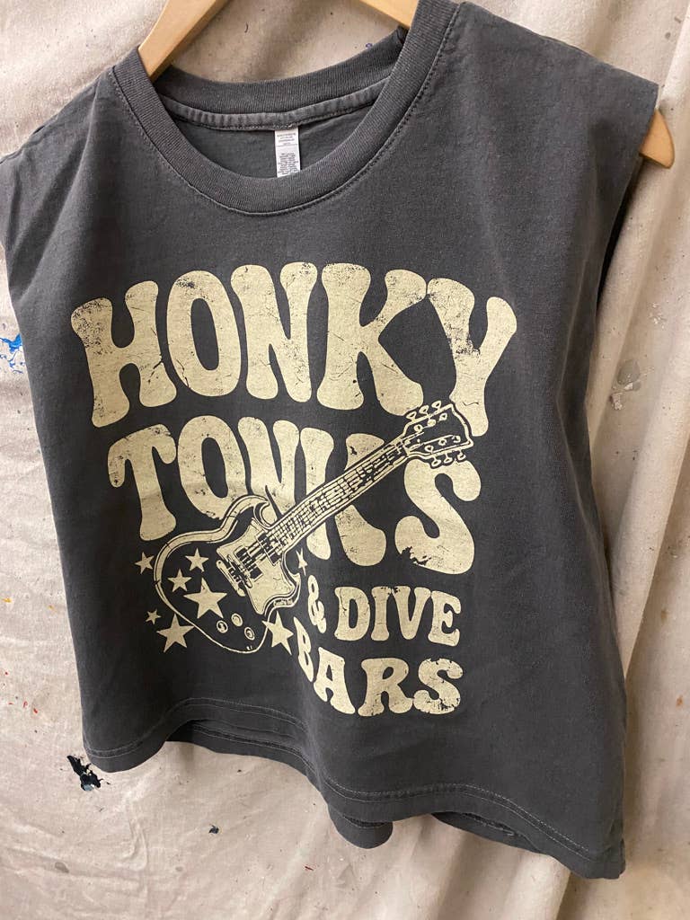 Honky Tonks & Dive Bars Boxy Midriff Muscle top