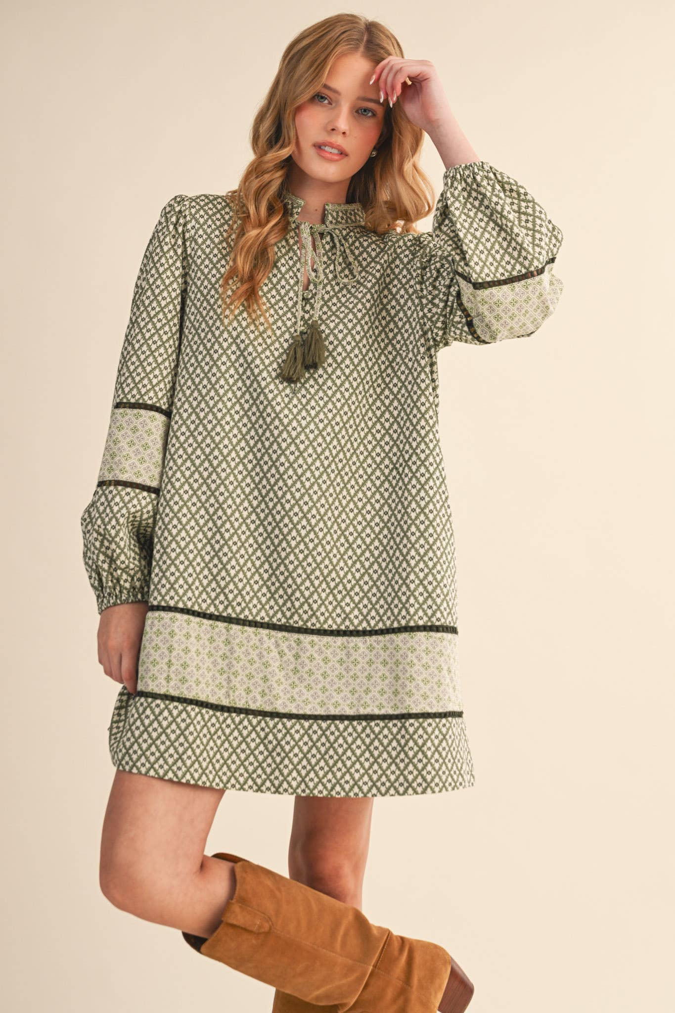 MIXED PRINT MINI SHIFT DRESS