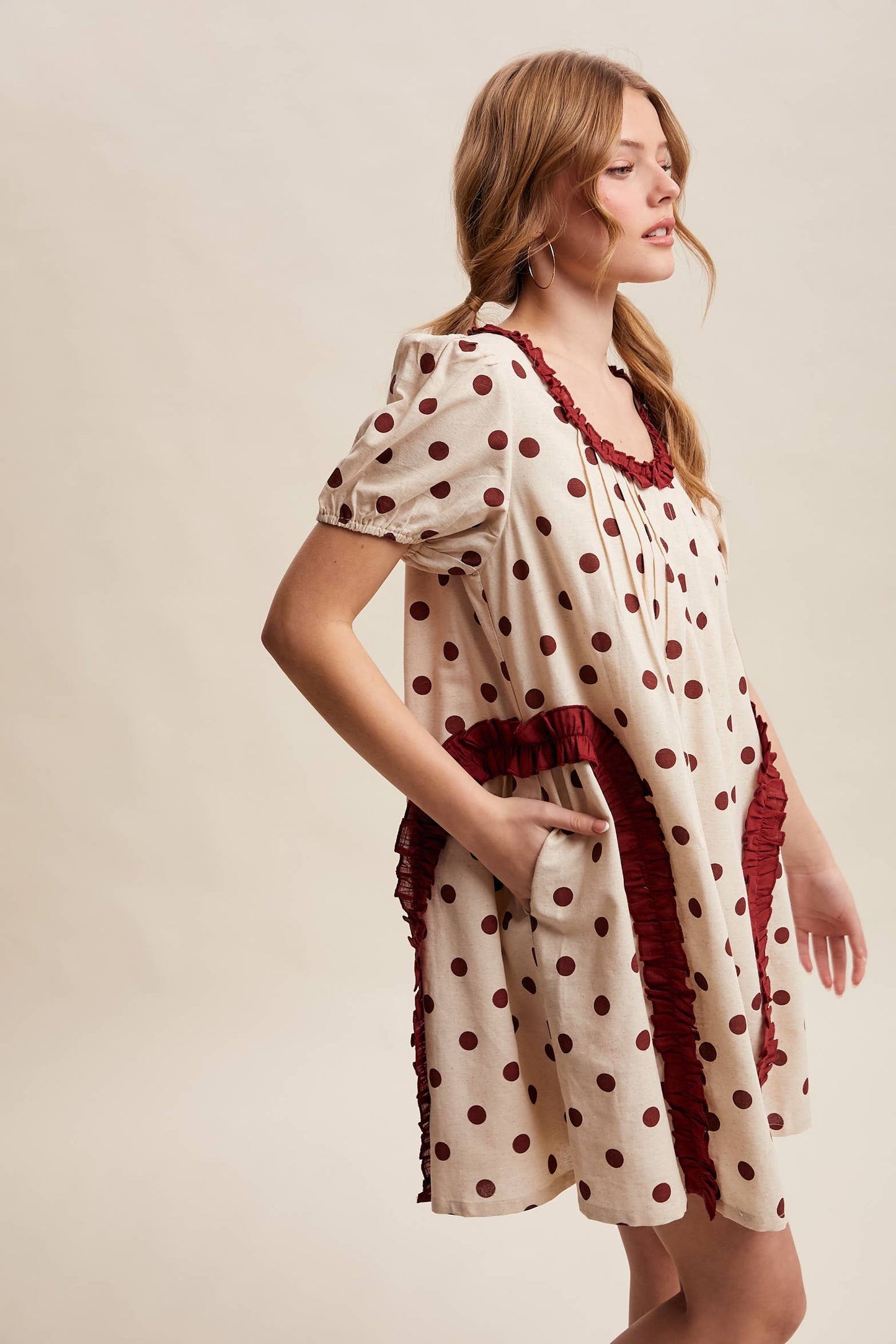 Polka Dot Ruffle Mini Dress LD1608