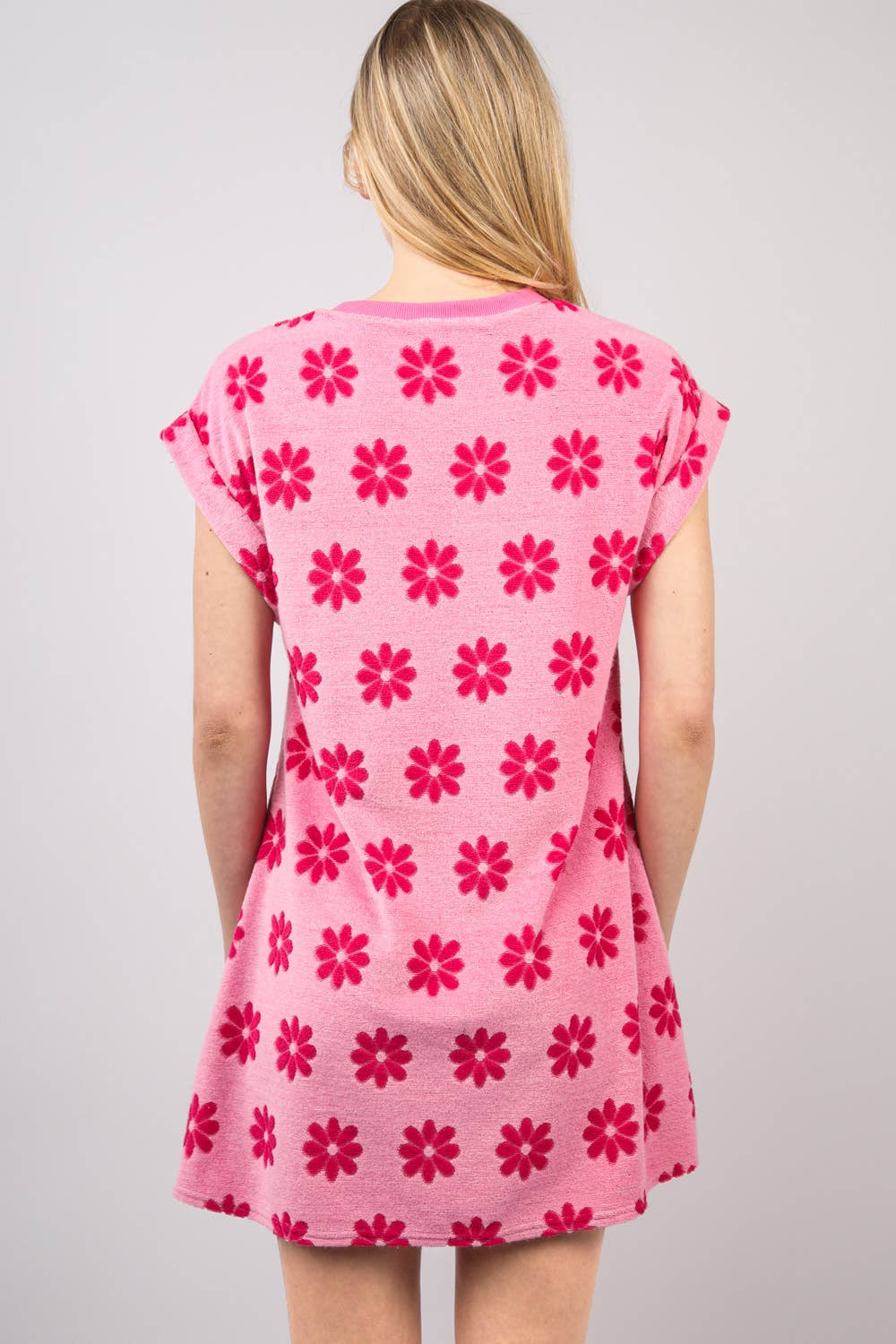 Floral French Terry Knit Mini Dress