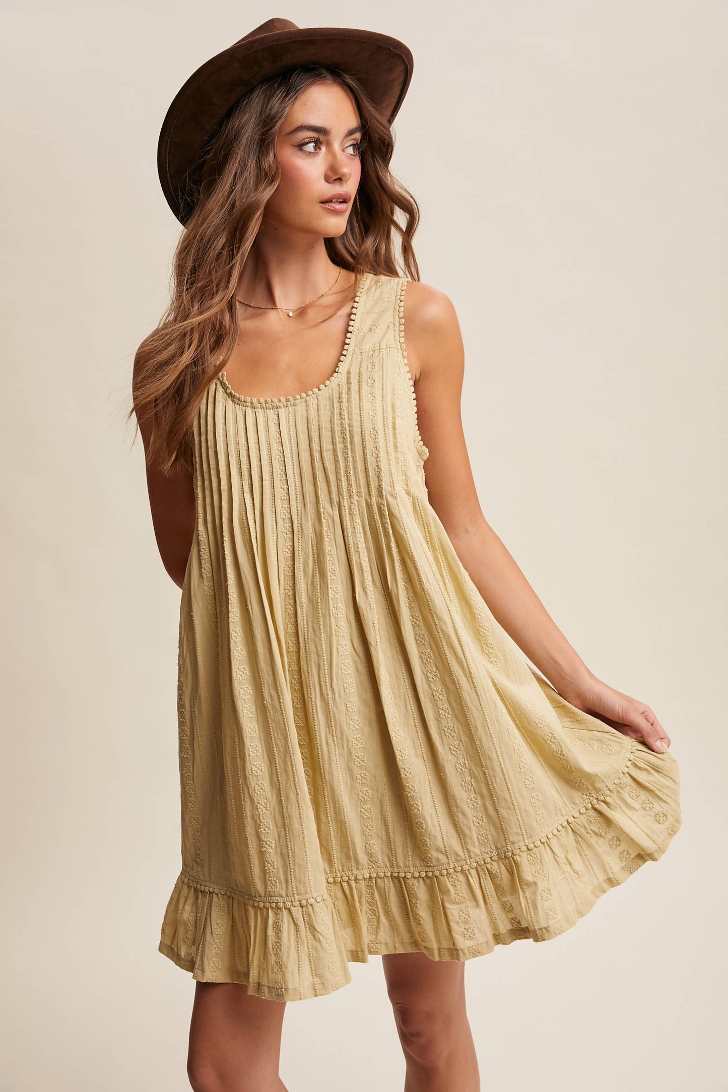 Textured Pintuck Mini Dress LD1599