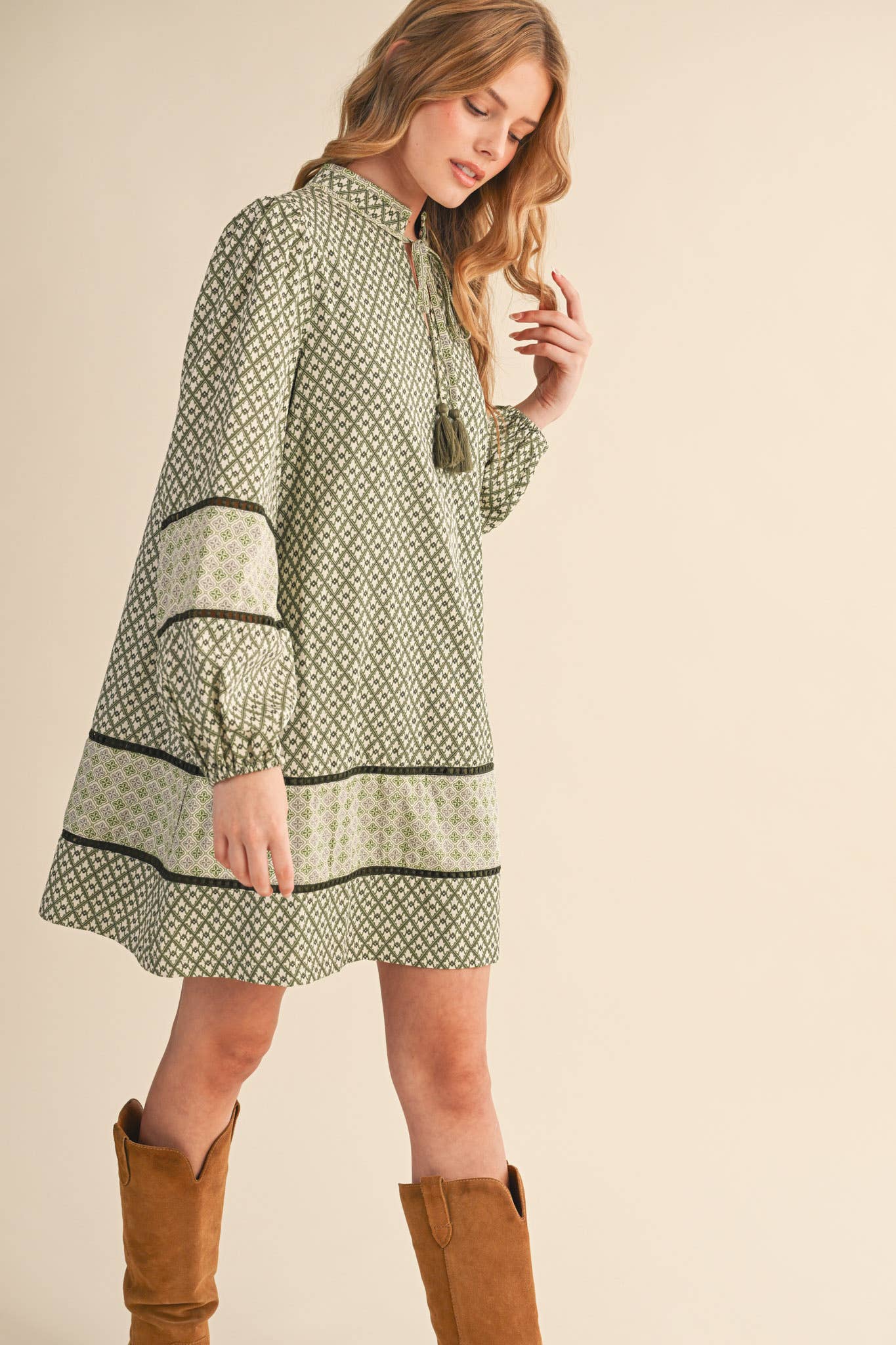 MIXED PRINT MINI SHIFT DRESS