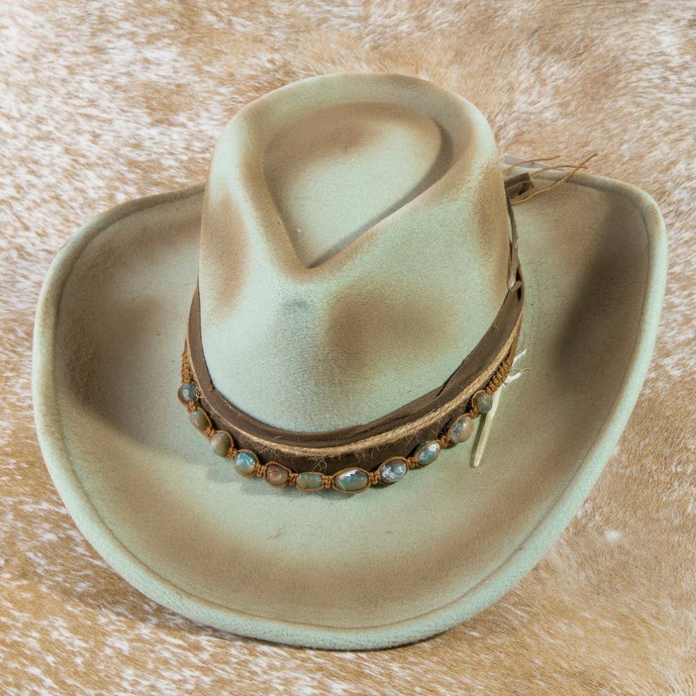 Semi Precious Stone Bead Western Cowboy Hat