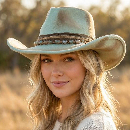Semi Precious Stone Bead Western Cowboy Hat