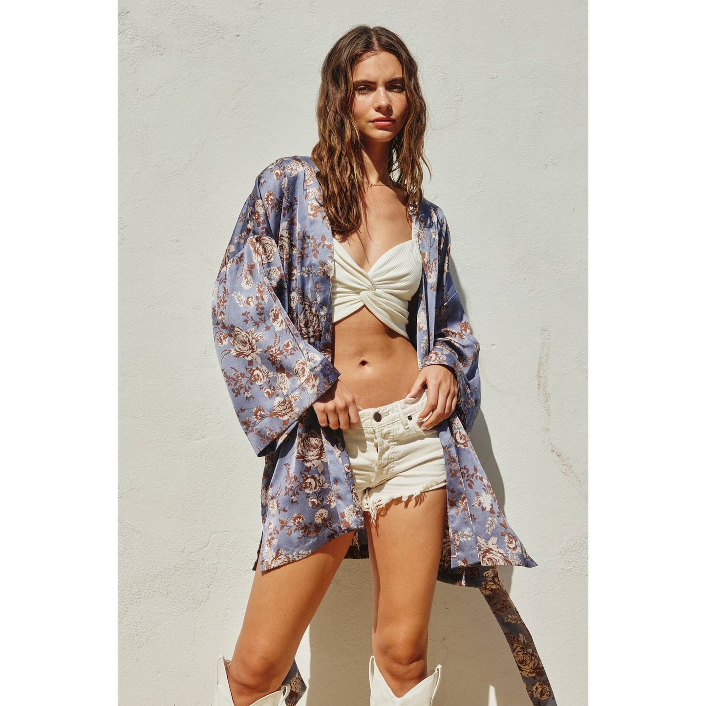 Vintage Rose Open Front Kimono