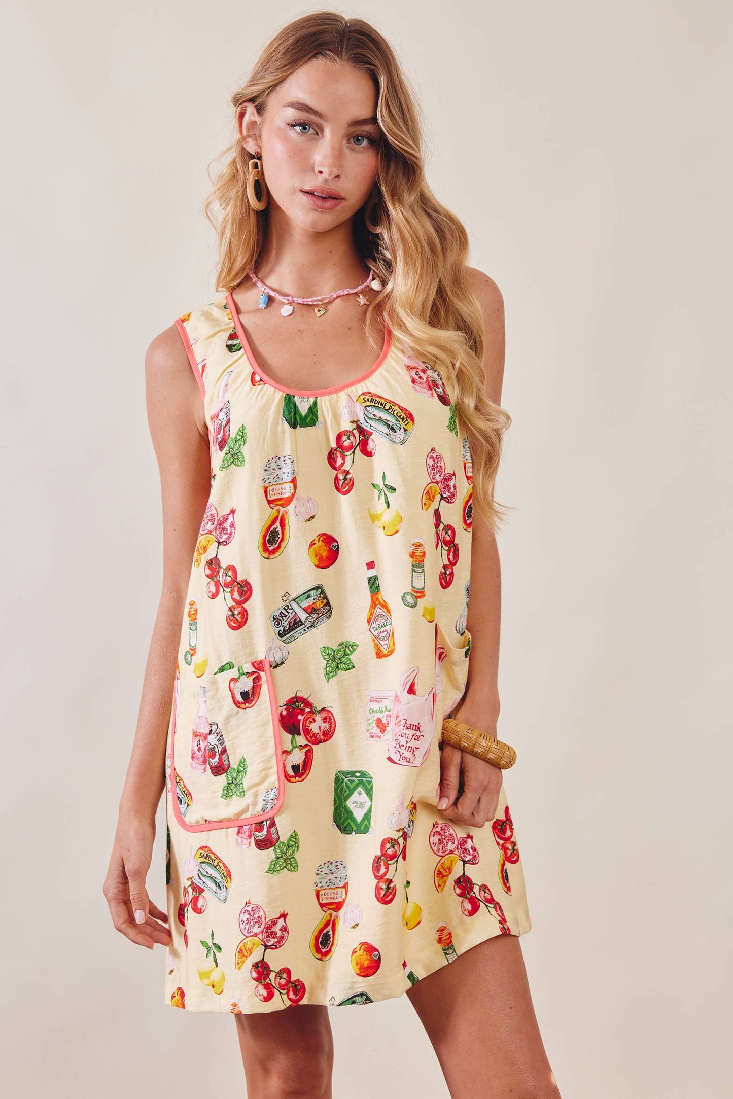 Printed Pocket Shift Dress LD1619