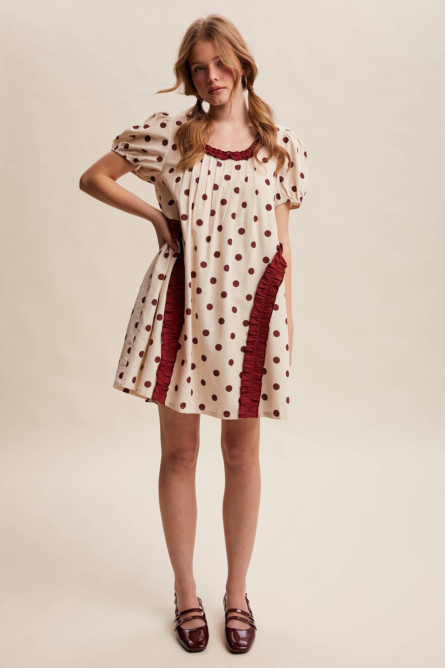 Polka Dot Ruffle Mini Dress LD1608