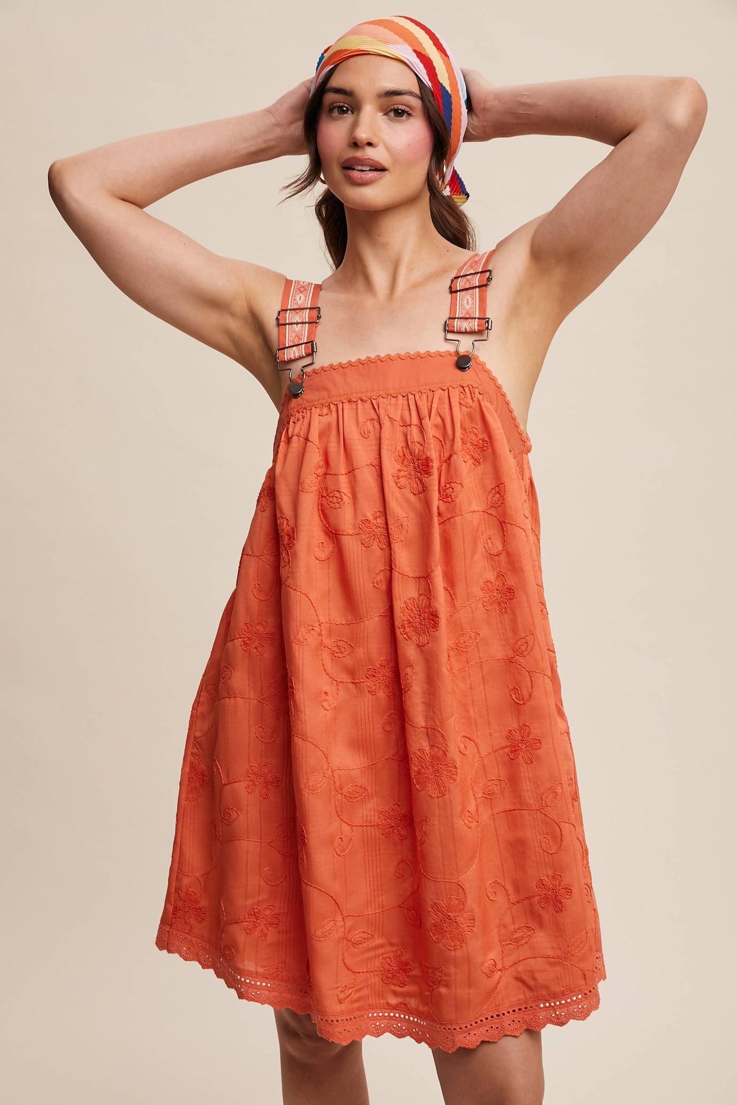 Romantic Embroidered Overall Dress