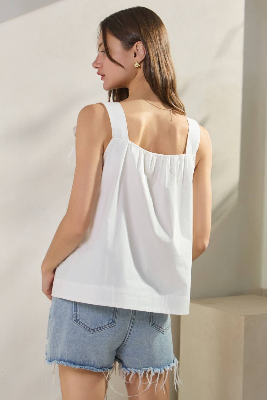 Solid Poplin Sleeveless Top