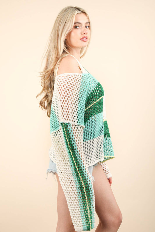 Color Block Oversized Summer Knit Sweater Top