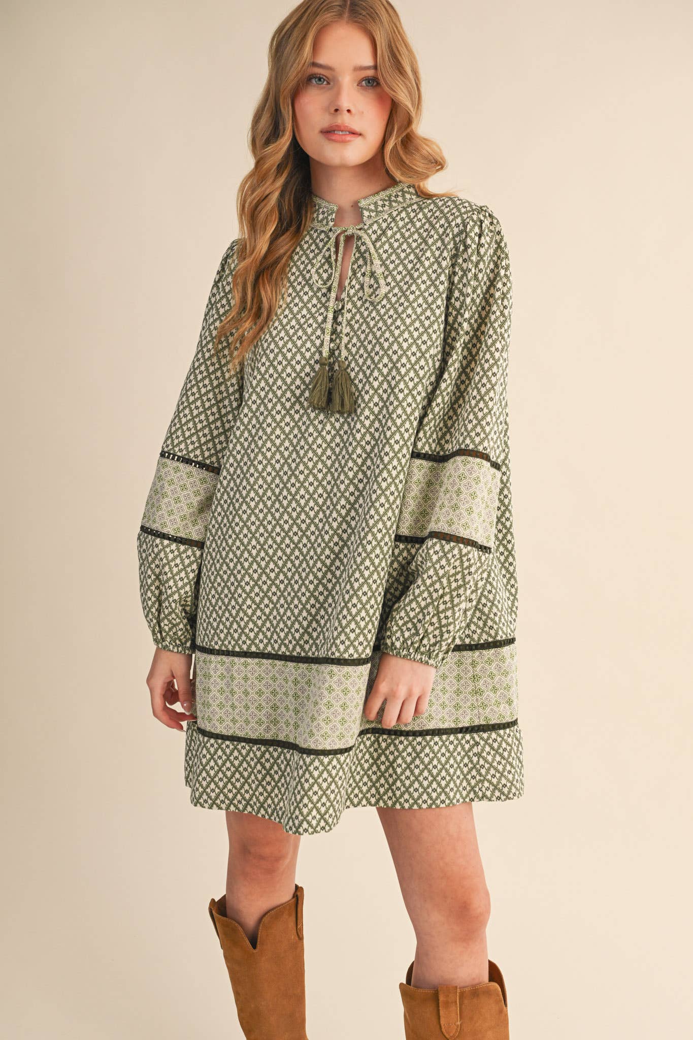 MIXED PRINT MINI SHIFT DRESS