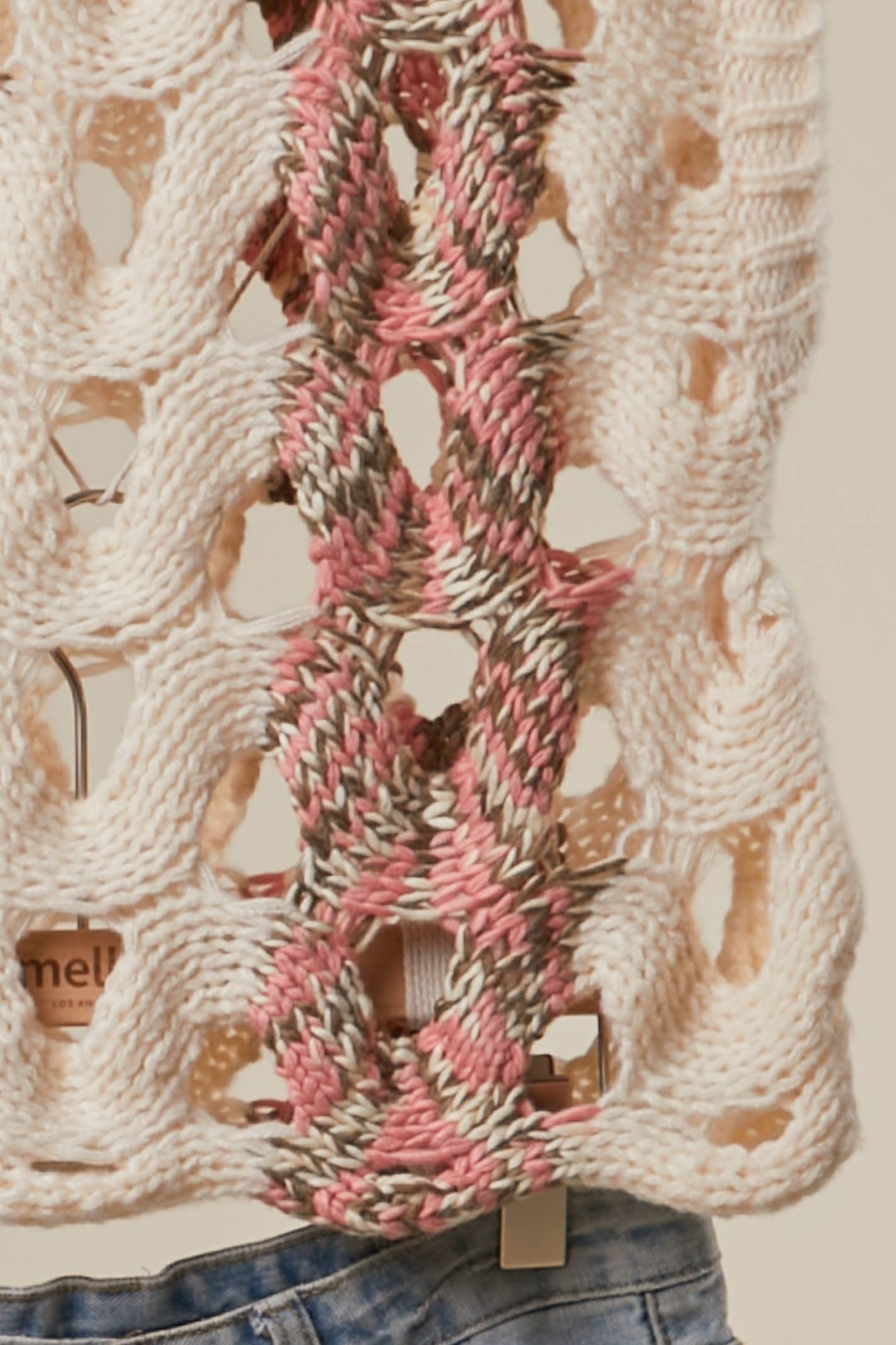 Crochet Knit Top with Floral Appliqué Detailing.