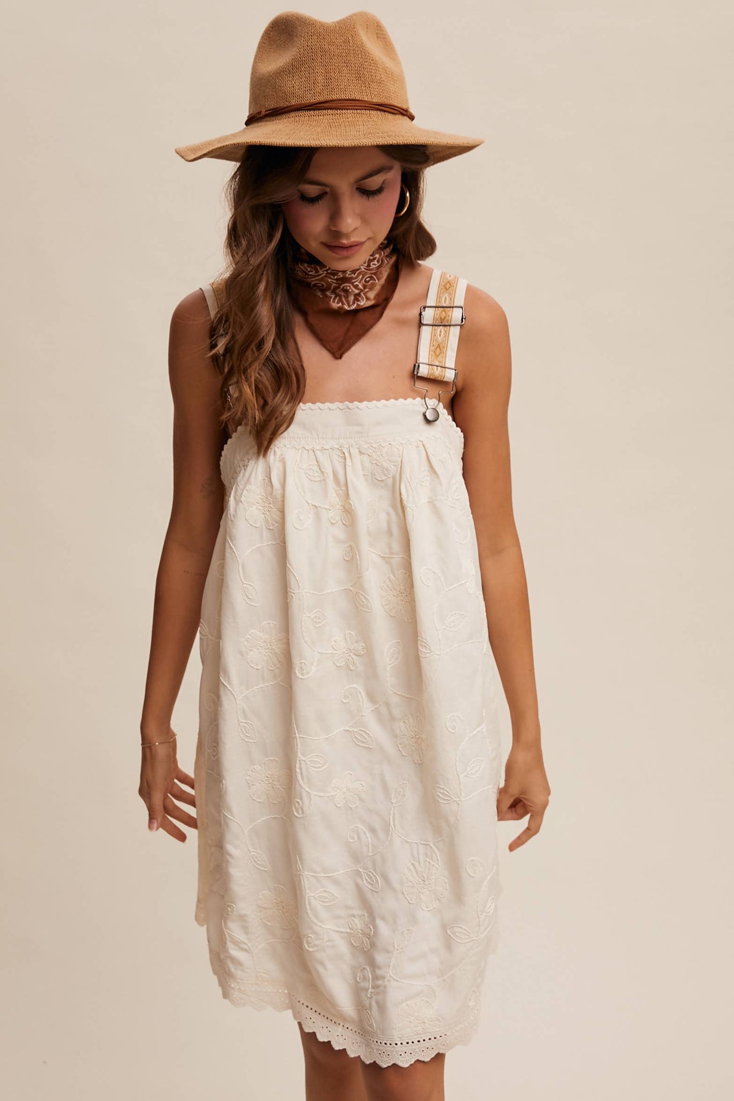 Romantic Embroidered Overall Dress