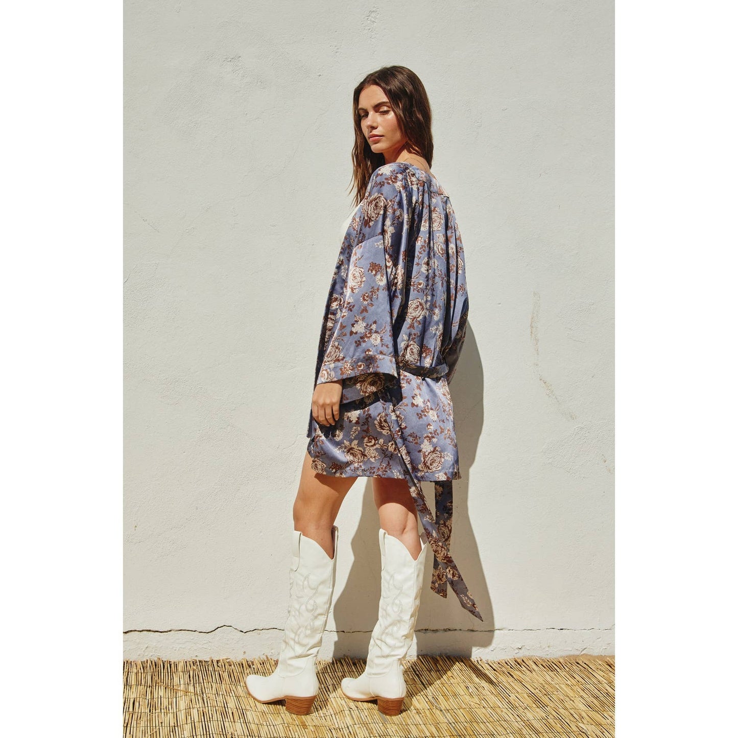 Vintage Rose Open Front Kimono
