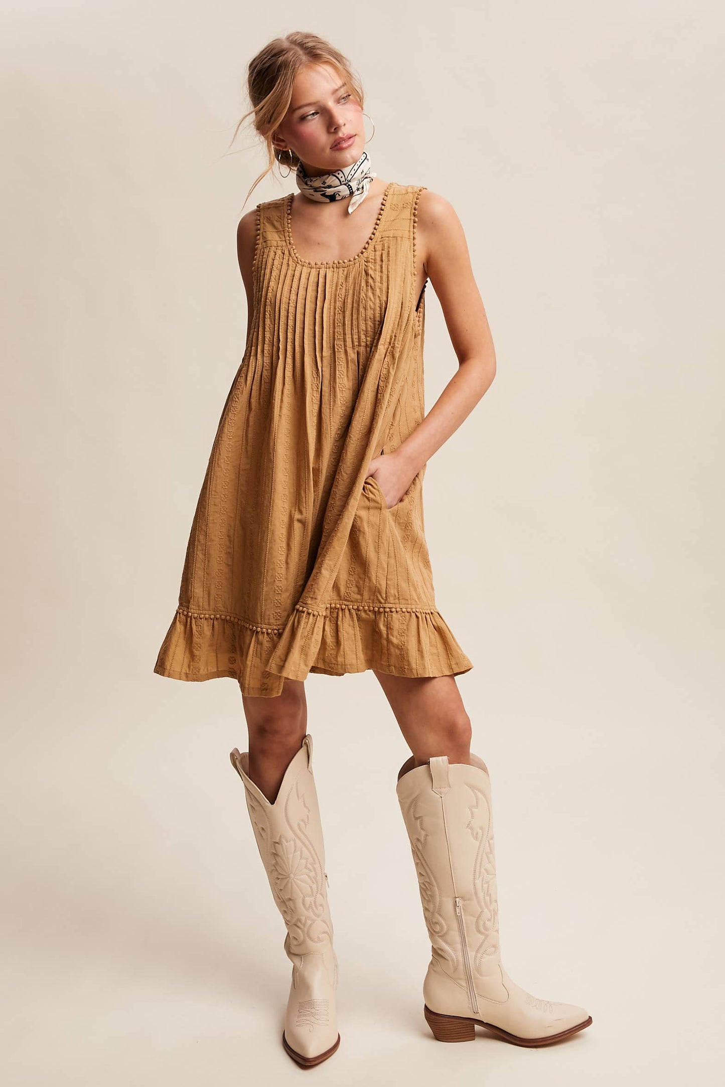 Textured Pintuck Mini Dress LD1599