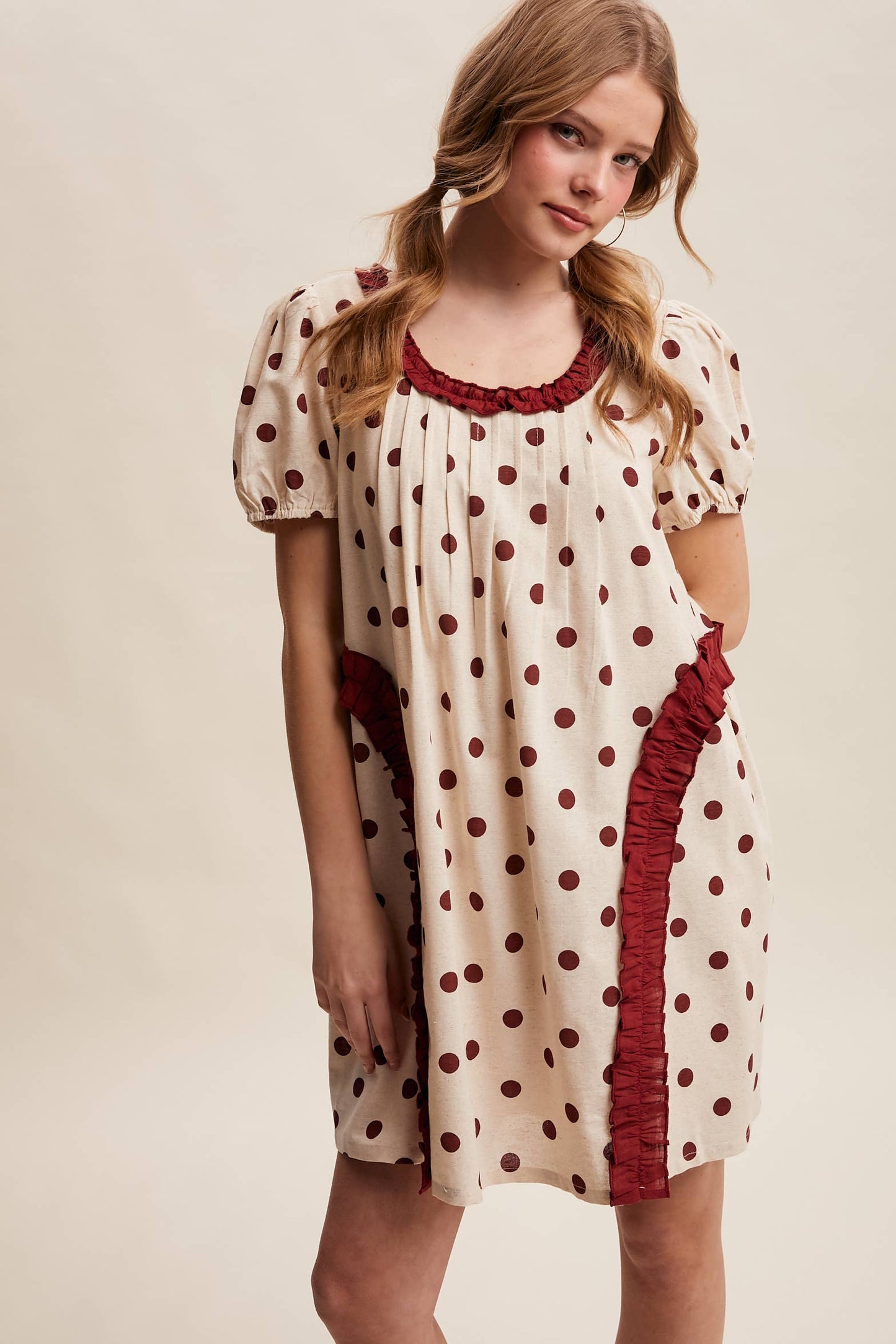 Polka Dot Ruffle Mini Dress LD1608