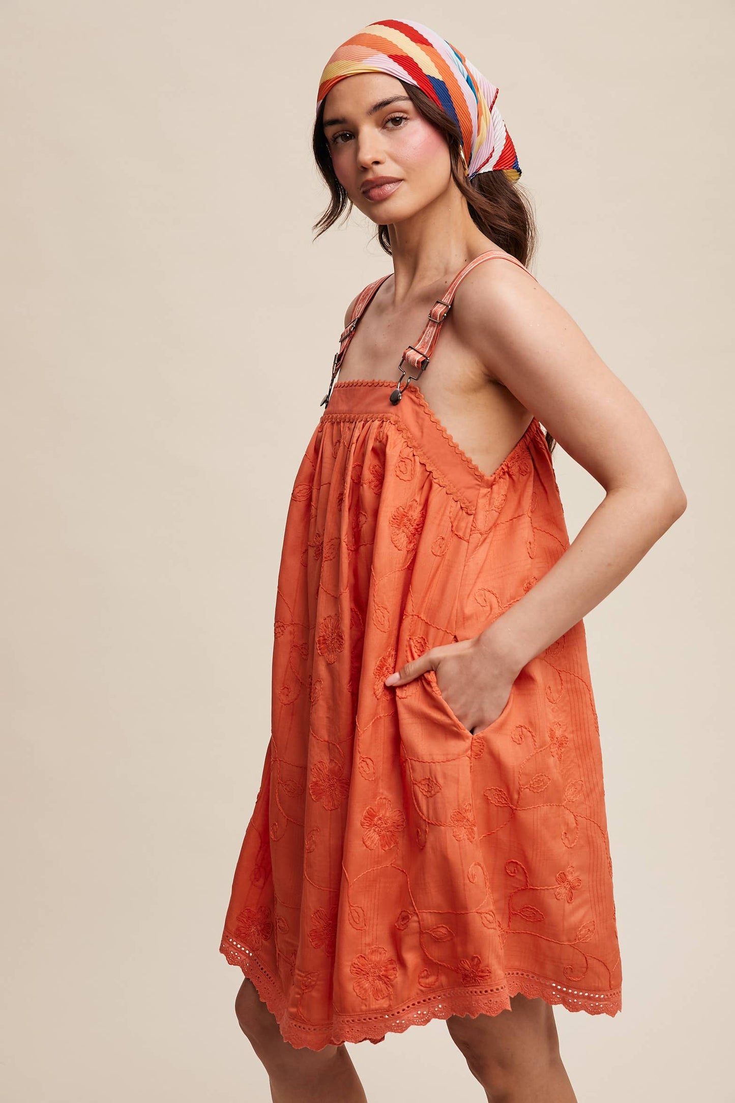 Romantic Embroidered Overall Dress